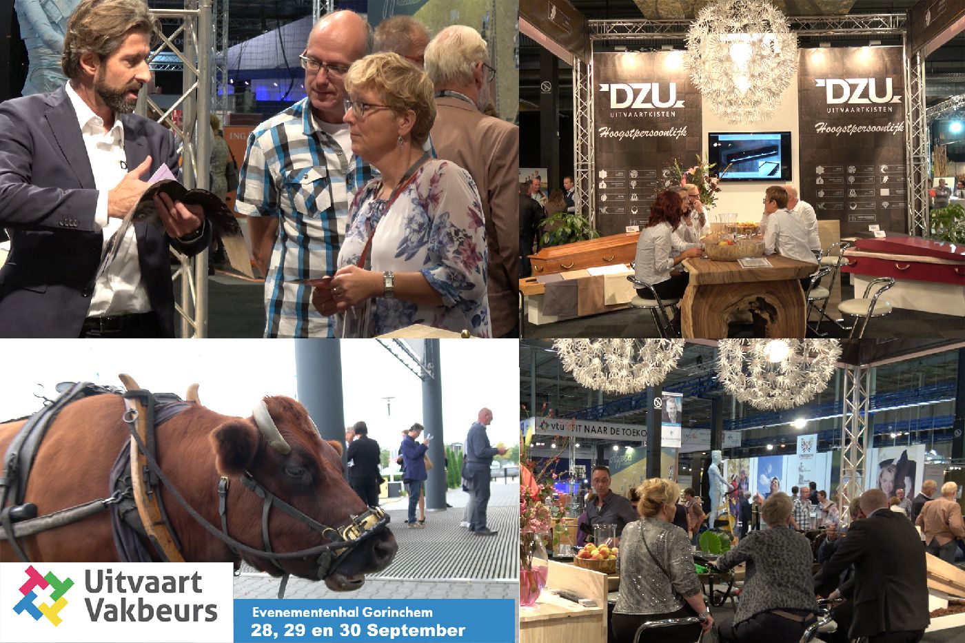 Collage DZU Uitvaartkisten op de Uitvaartvakbeurs 2016